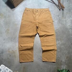 Vintage Carhartt Tan Double Knees Carpenter Pants Mens 38x30 B136 BRN Baggy